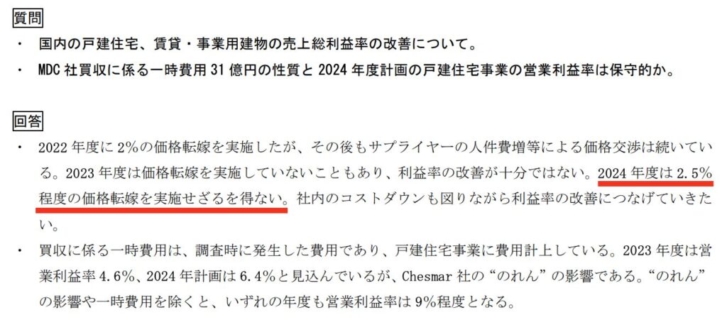 積水ハウス_鉄骨住宅_価格転嫁