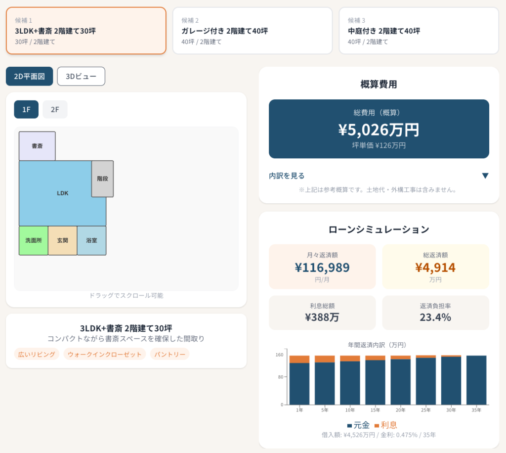 間取り・見積もりシミュレーター