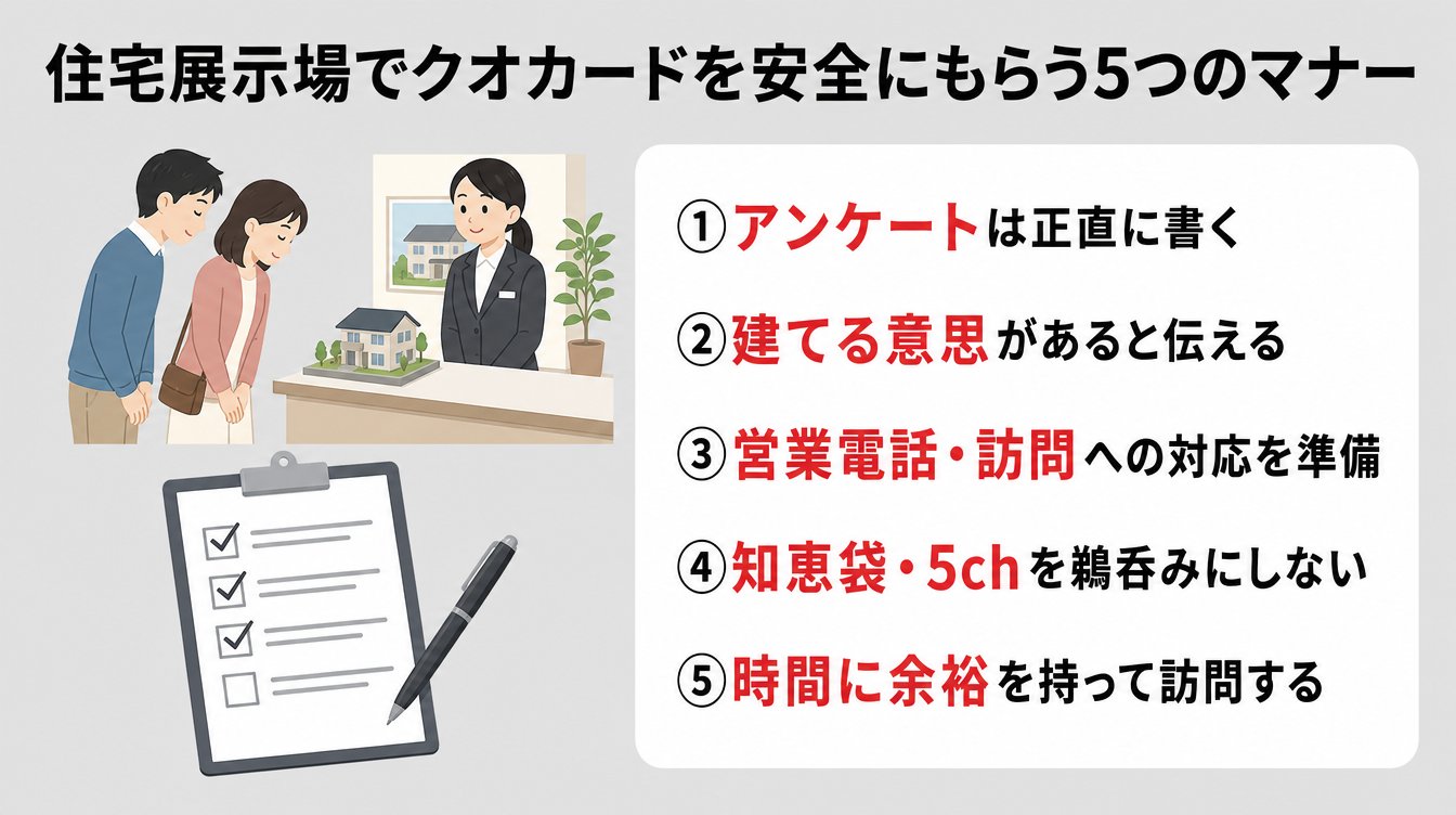 住宅展示場でクオカードを安全にもらうための5つのマナー