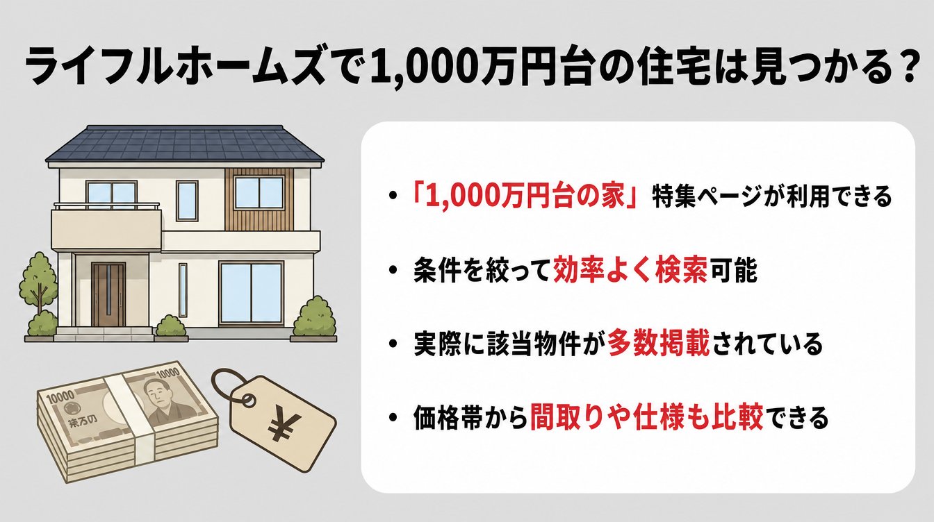 ライフルホームズで1,000万円台の住宅は見つかる?