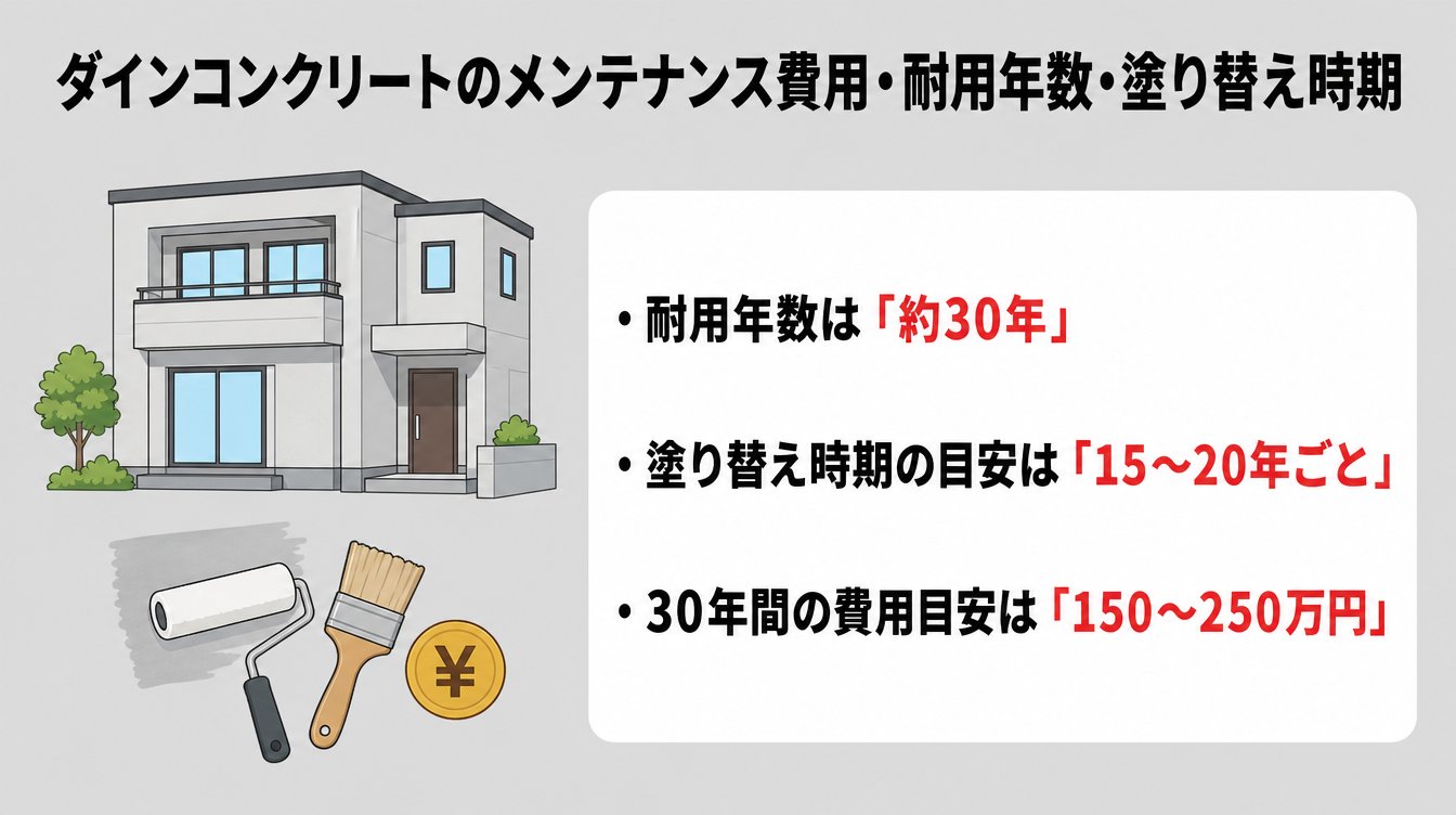 ダインコンクリートのメンテナンス費用・耐用年数・塗り替え時期