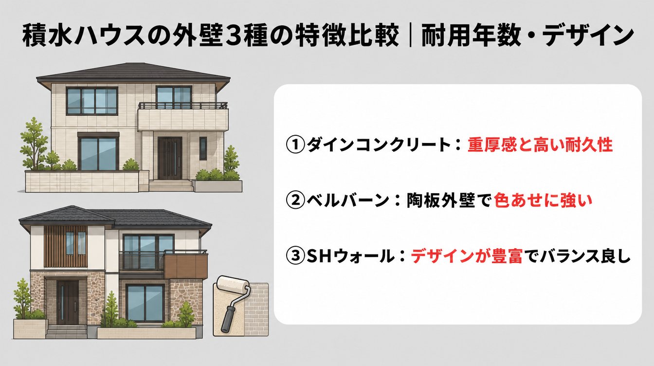 積水ハウスの外壁3種の特徴比較|耐用年数・デザイン
