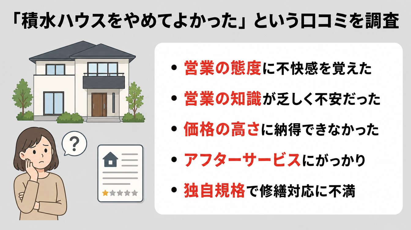 「積水ハウスをやめてよかった」という口コミを調査