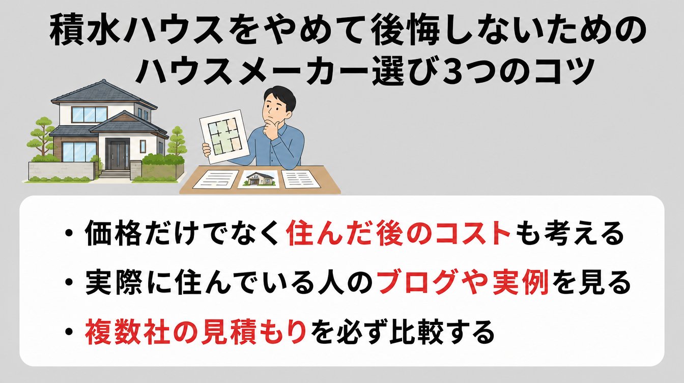 積水ハウスをやめて後悔しないためのハウスメーカー選び3つのコツ