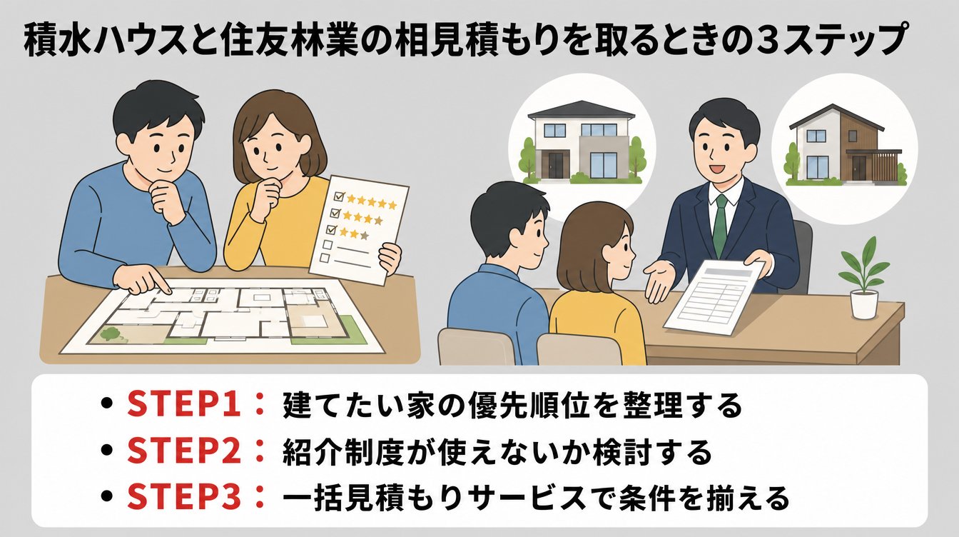 積水ハウスと住友林業の相見積もりを取るときの3ステップ