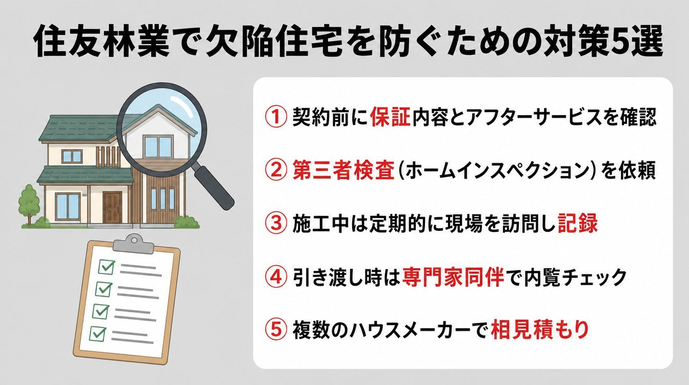 住友林業で欠陥住宅を防ぐための対策5選