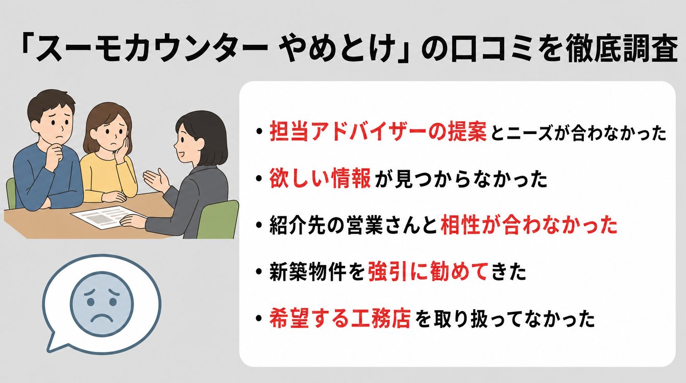 「スーモカウンター やめとけ」の口コミを徹底調査