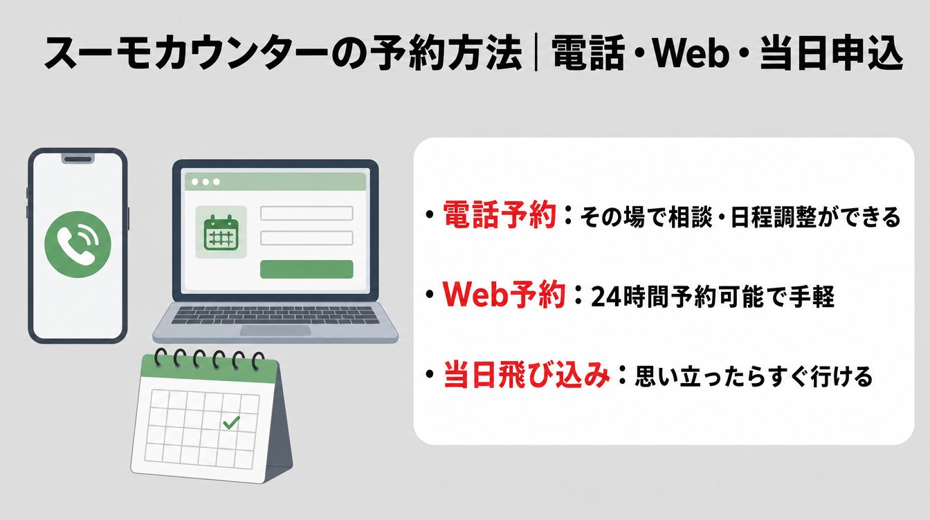 スーモカウンターの予約方法｜電話・Web・当日申込を徹底解説