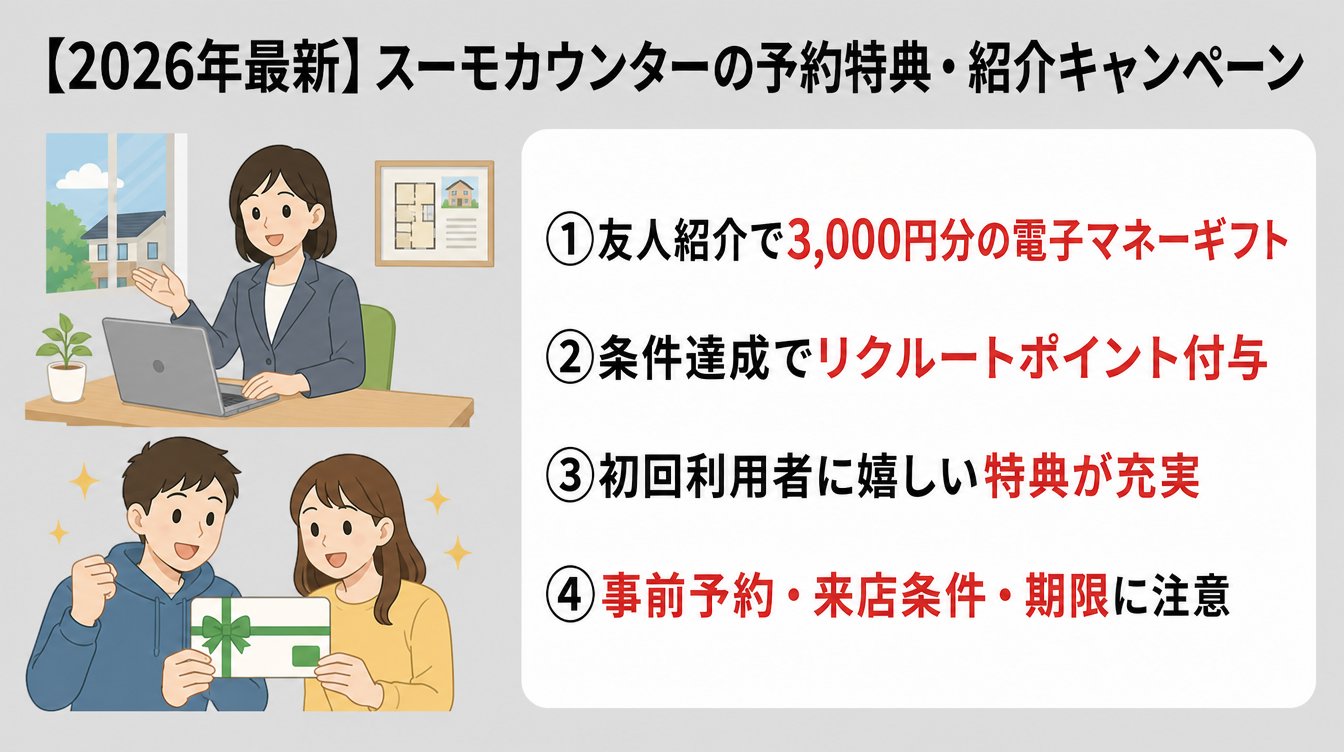 【2026年最新】スーモカウンターの予約特典・紹介キャンペーン