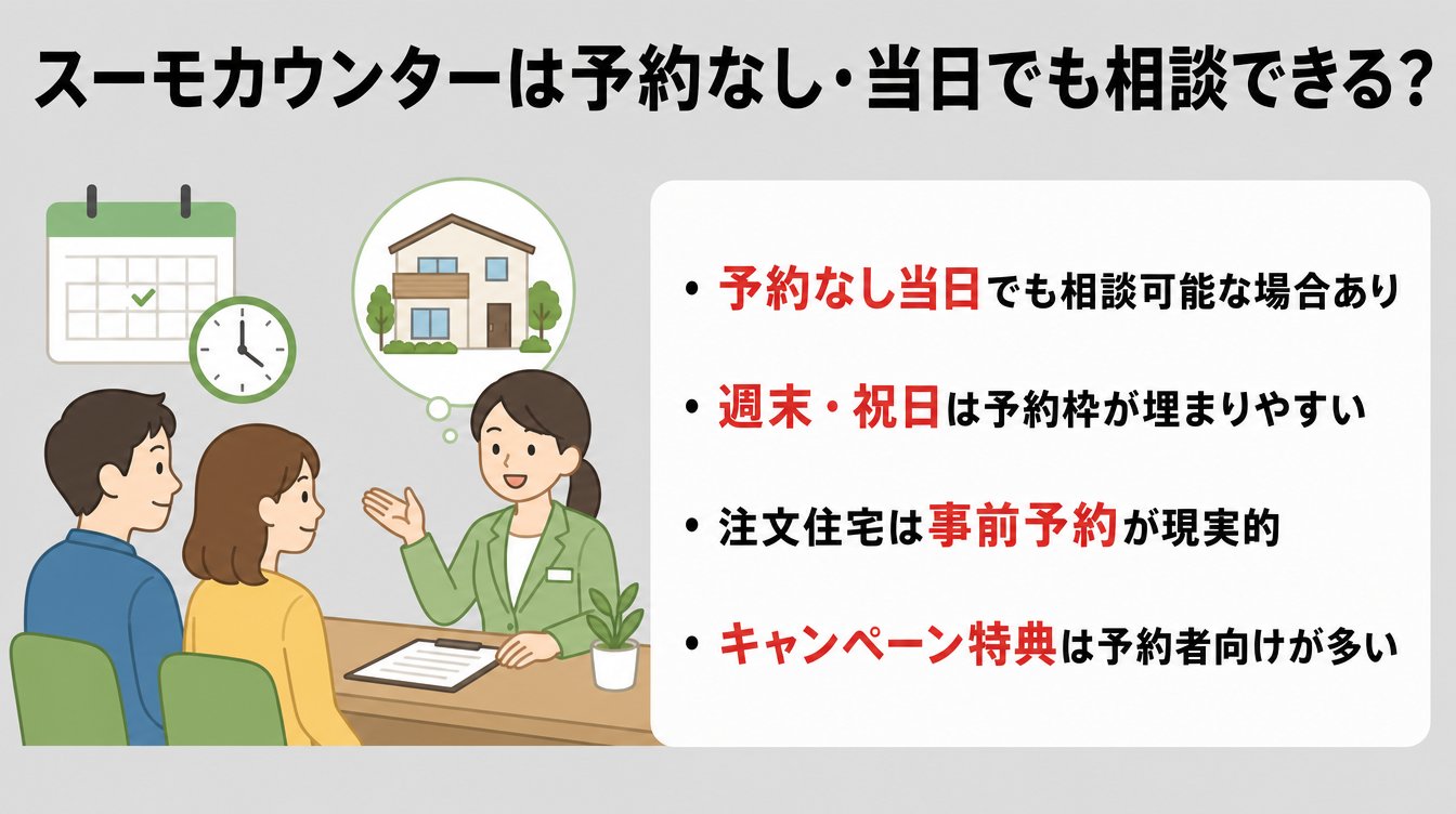 スーモカウンターは予約なし・当日でも相談できる？