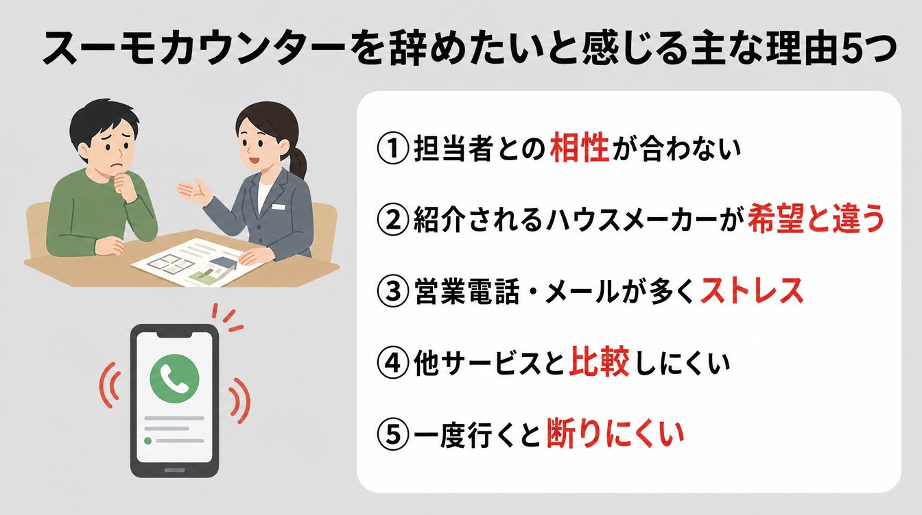 スーモカウンターを辞めたいと感じる主な理由5つ