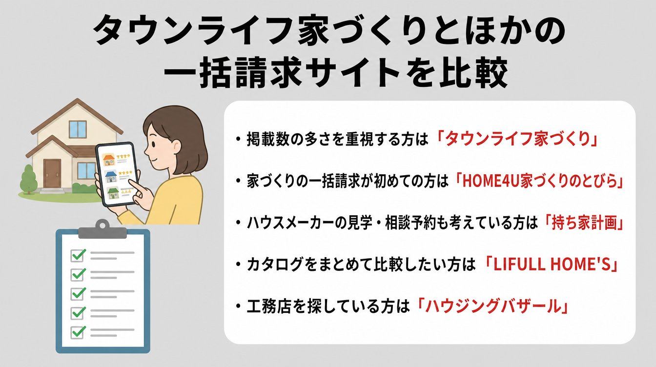 タウンライフ家づくりとほかの一括請求サイトを比較