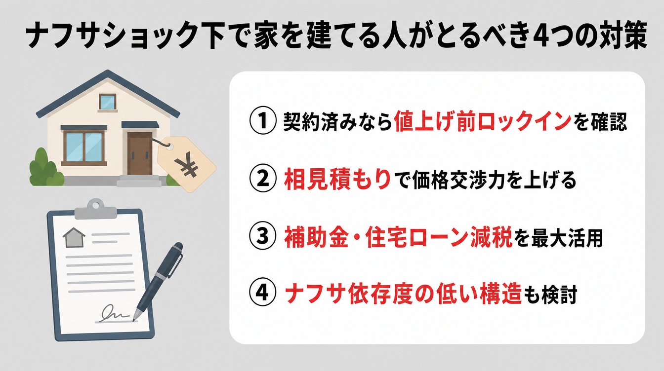 ナフサショック下で家を建てる人がとるべき4つの対策