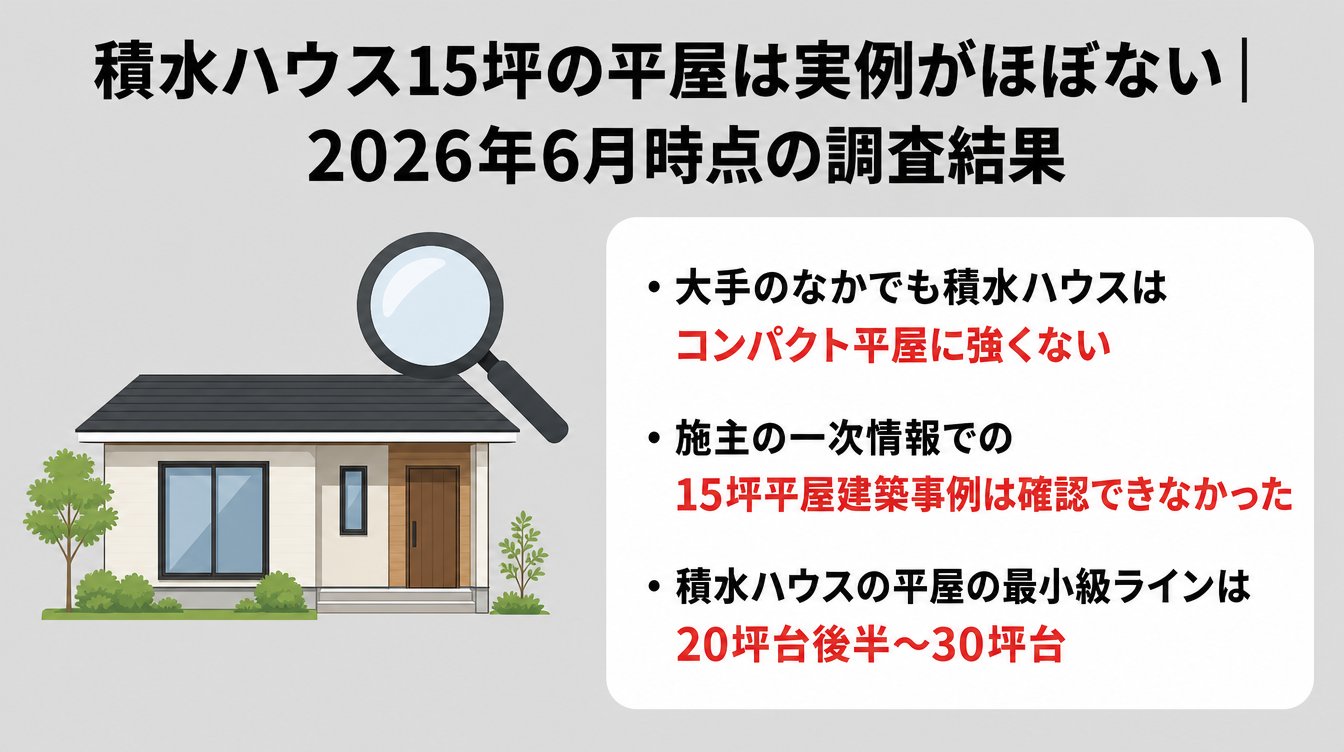積水ハウス15坪の平屋は実例がほぼない｜2026年7月時点の調査結果