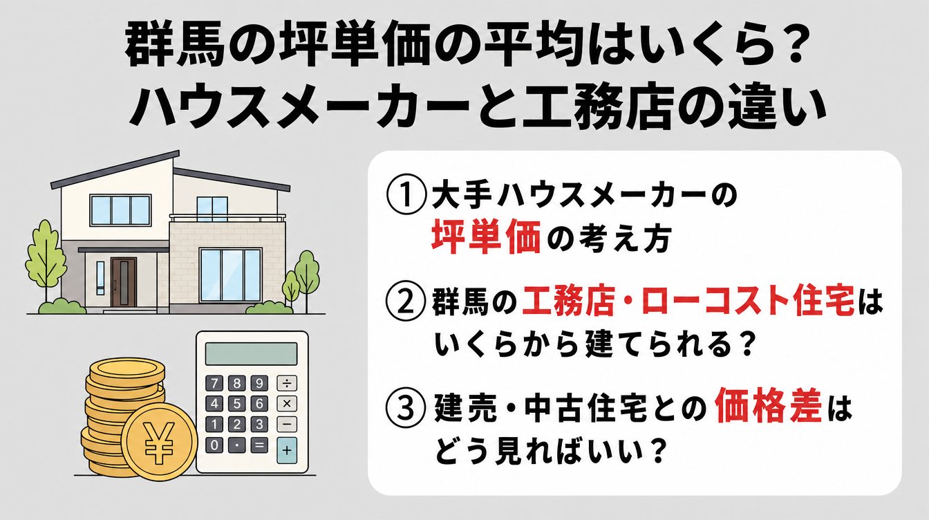 群馬の坪単価の平均はいくら?ハウスメーカーと工務店の違い