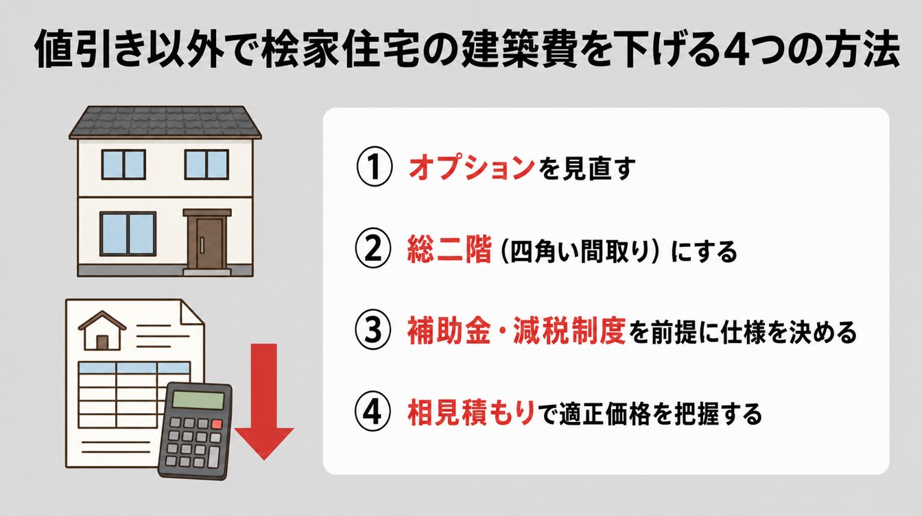 値引き以外で桧家住宅の建築費を下げる4つの方法