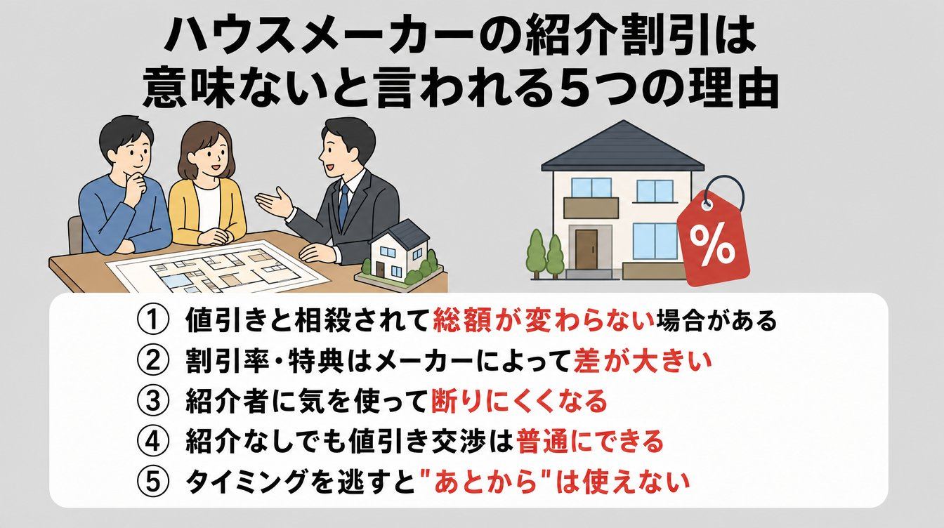 ハウスメーカーの紹介割引は意味ないと言われる5つの理由