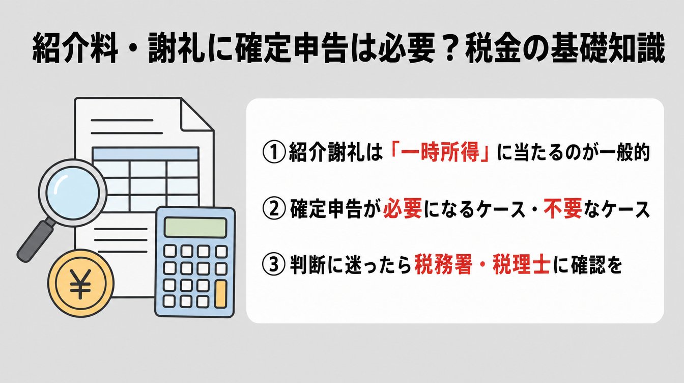 紹介料・謝礼に確定申告は必要?税金の基礎知識