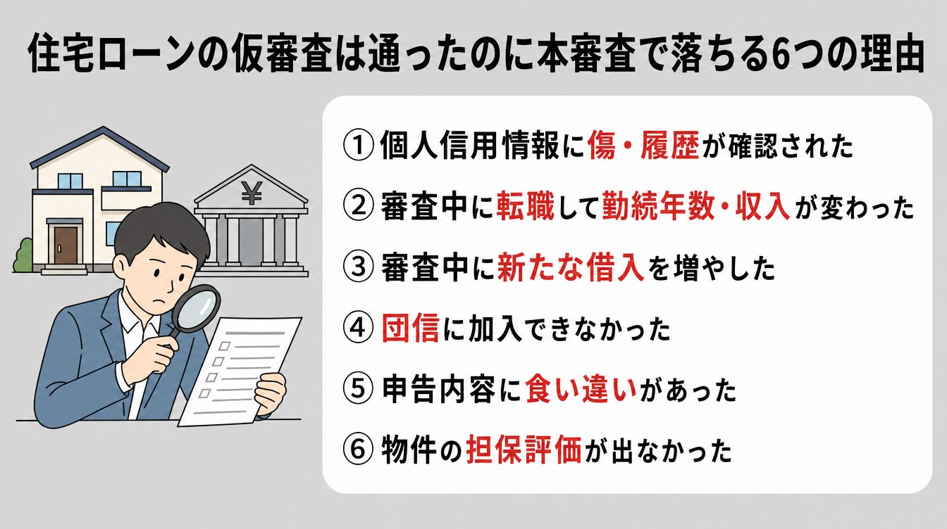 住宅ローンの仮審査は通ったのに本審査で落ちる6つの理由