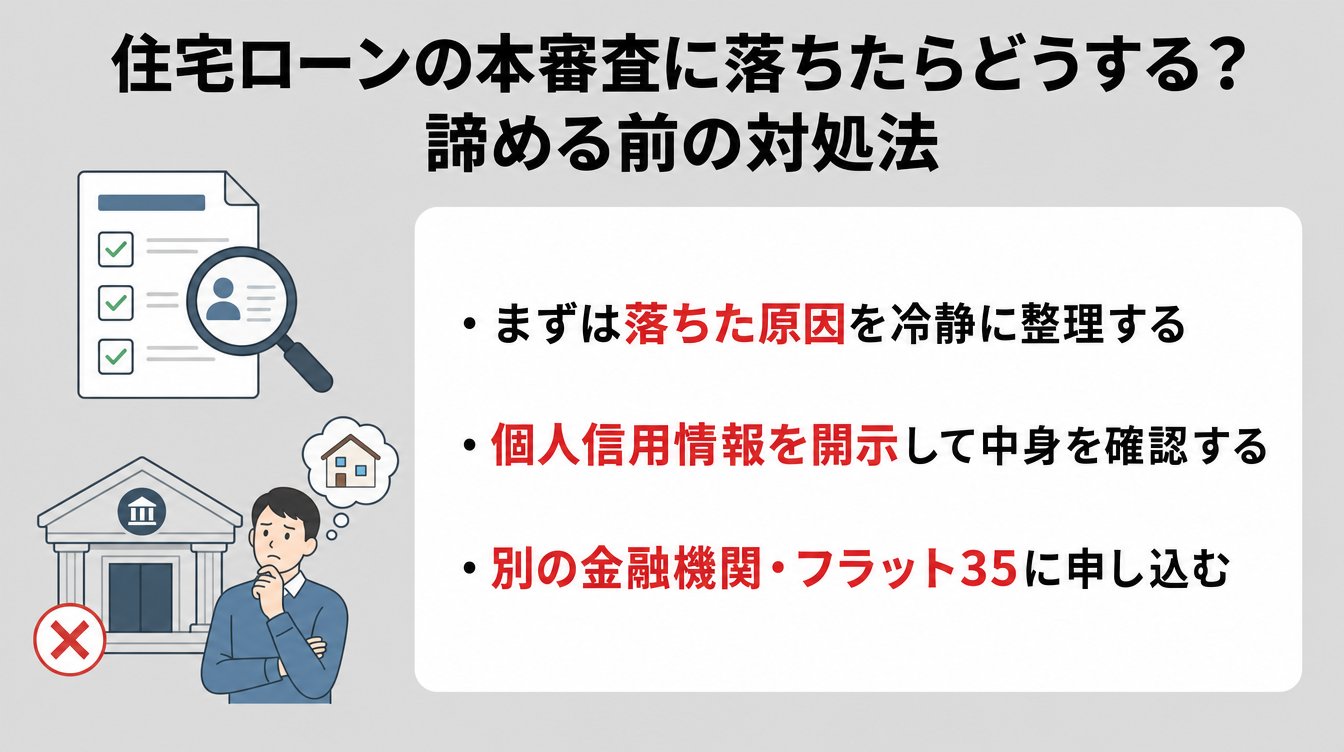 住宅ローンの本審査に落ちたらどうする?諦める前の対処法
