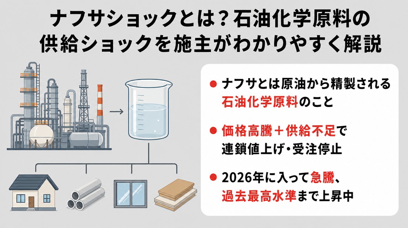 ナフサショックとは?石油化学原料の供給ショックを施主がわかりやすく解説