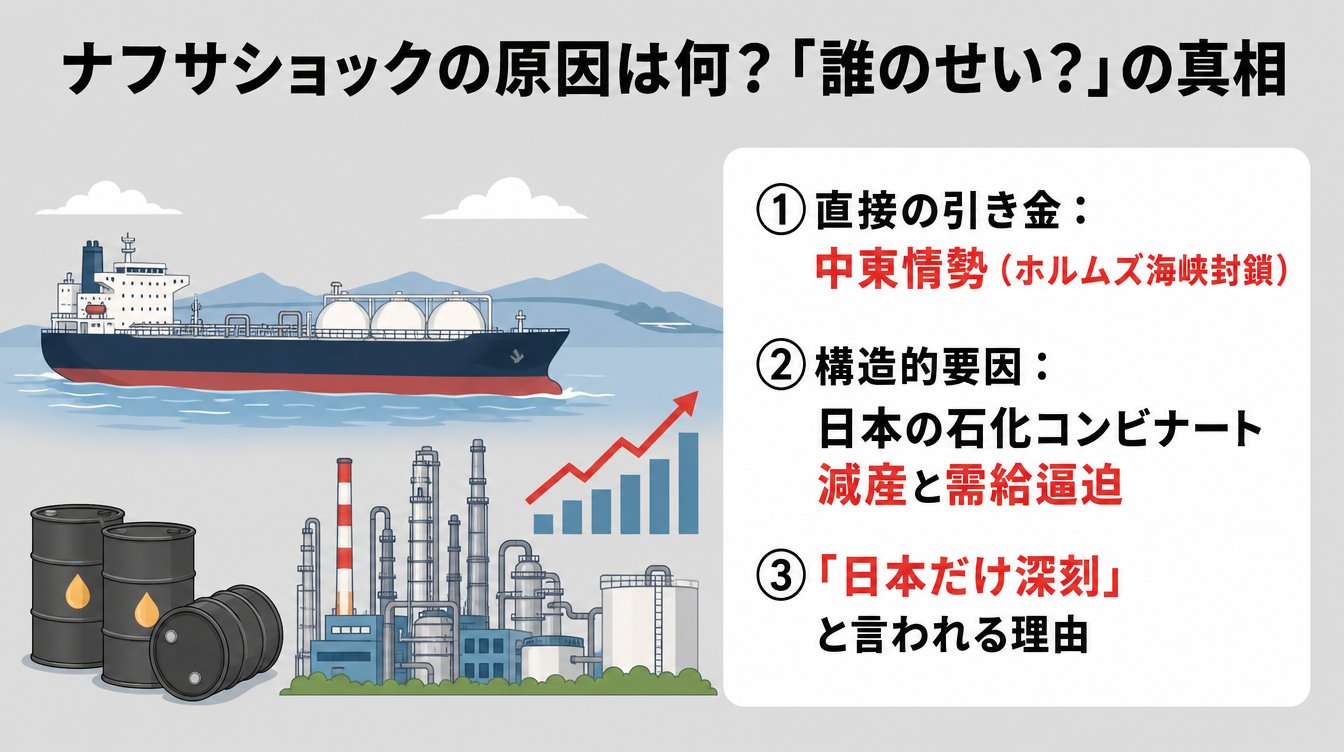 ナフサショックの原因は何?「誰のせい?」の真相