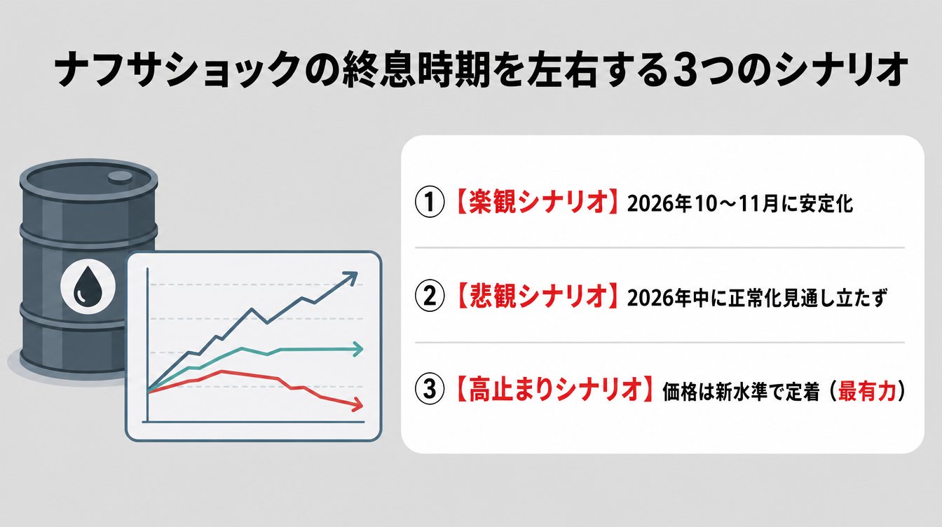 ナフサショックの終息時期を左右する3つのシナリオ