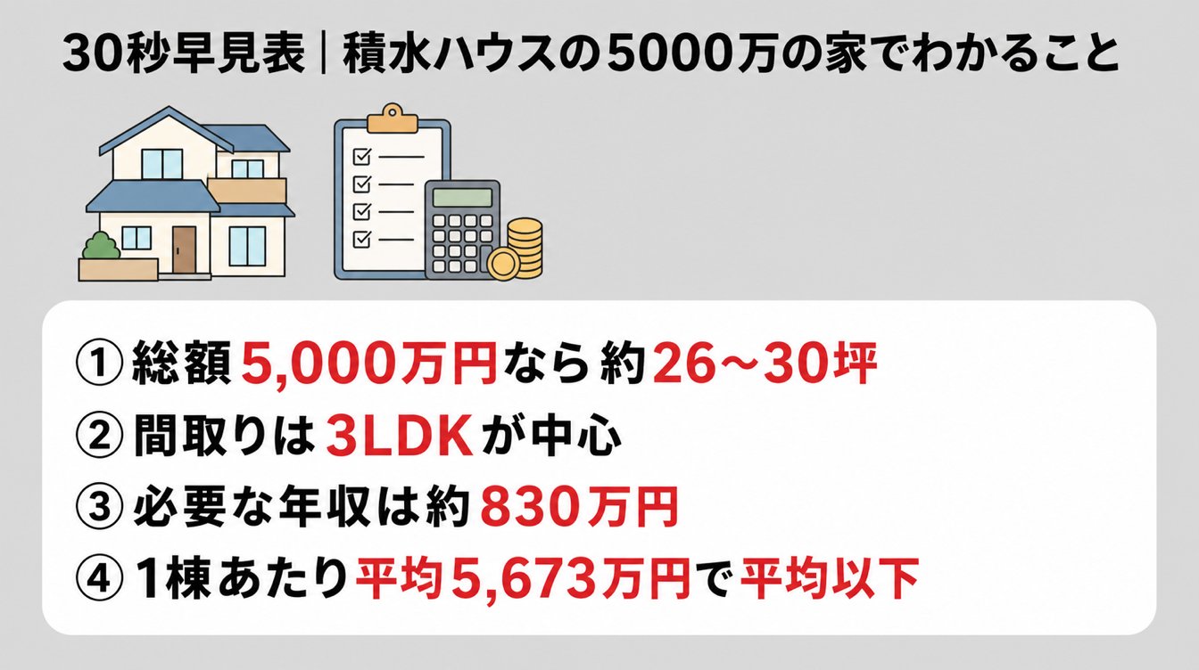 30秒早見表|積水ハウスの5000万の家でわかること