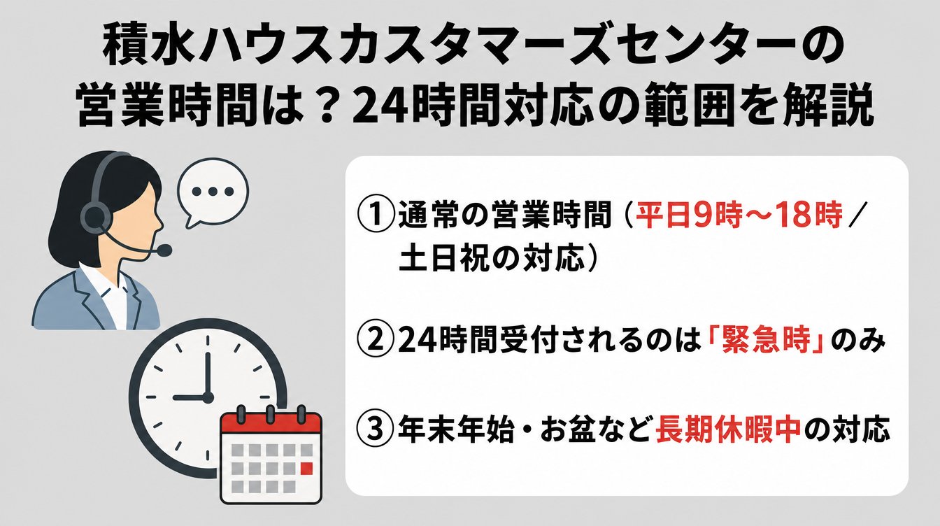 積水ハウスカスタマーズセンターの営業時間は?24時間対応の範囲を解説