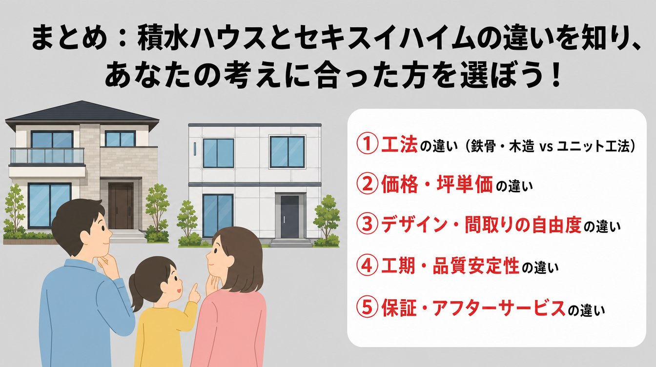 まとめ:積水ハウスとセキスイハイムの違いを知り、あなたの考えに合った方を選ぼう!