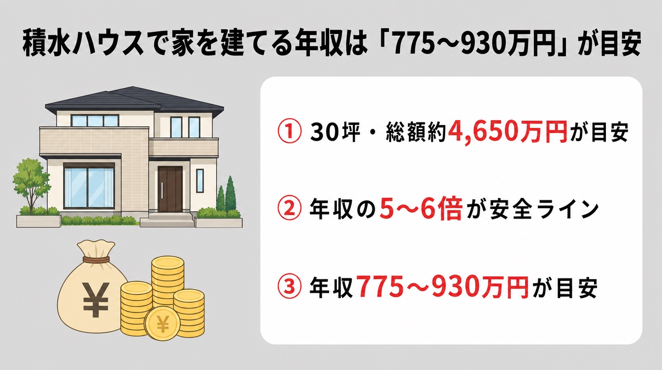 積水ハウスで家を建てる年収は「775〜930万円」が目安