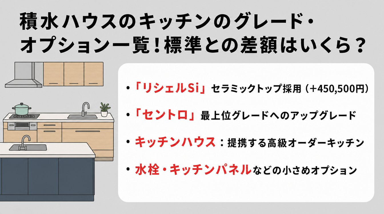 積水ハウスのキッチンのグレード・オプション一覧!標準との差額はいくら?
