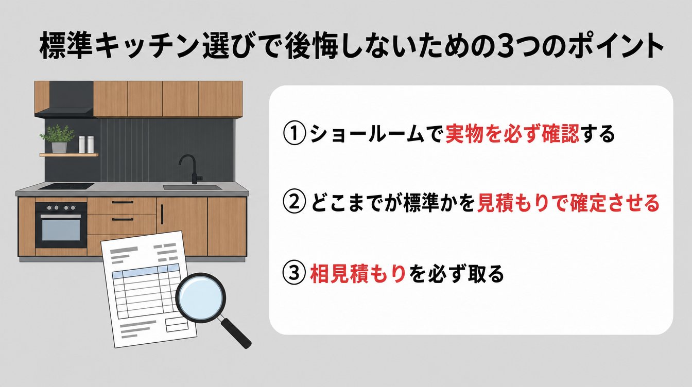 標準キッチン選びで後悔しないための3つのポイント