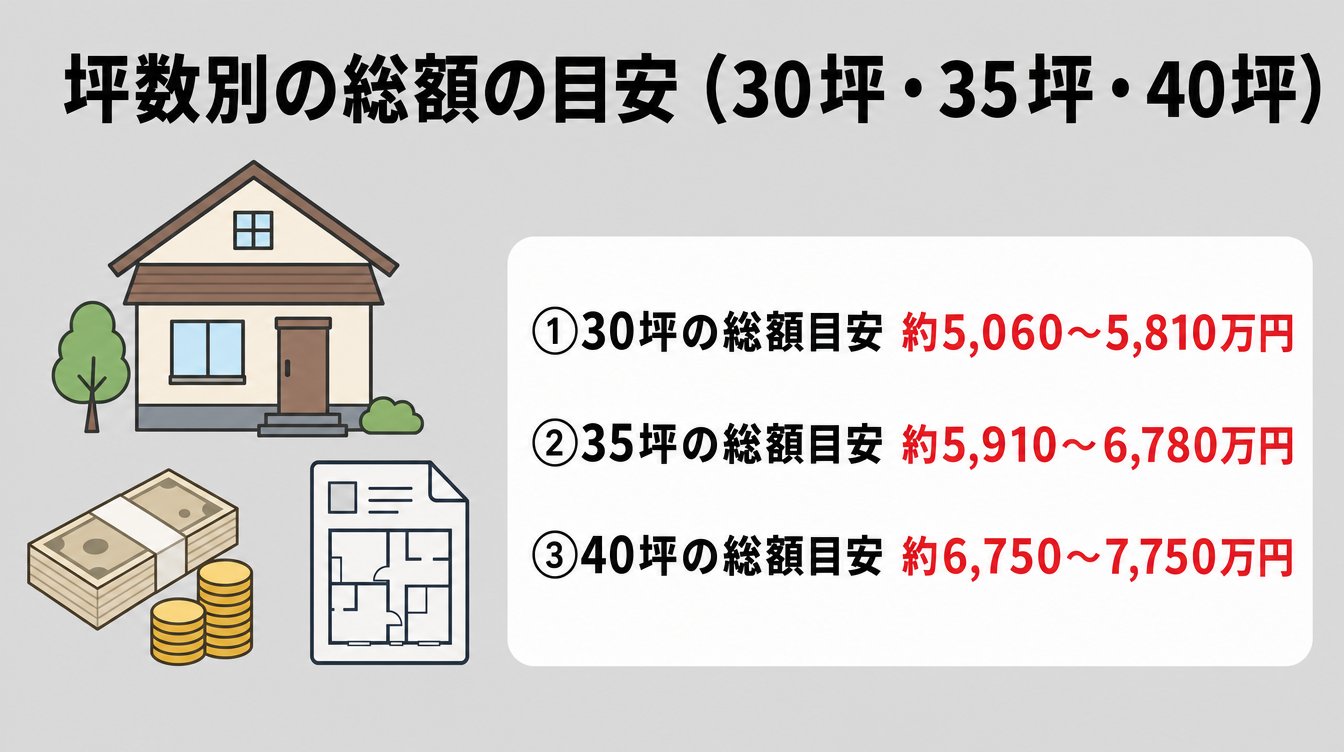 坪数別の総額の目安（30坪・35坪・40坪）