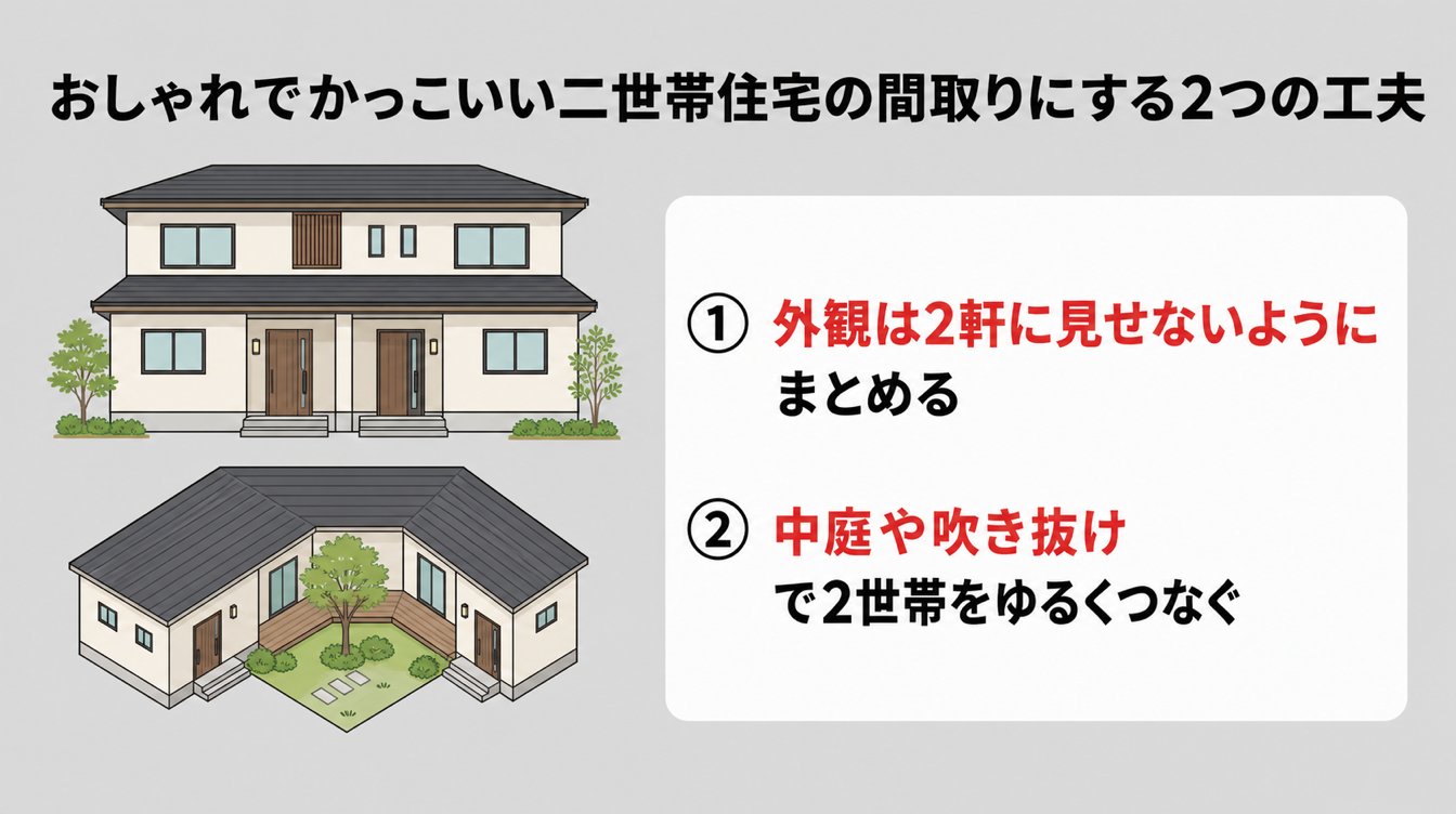 おしゃれでかっこいい二世帯住宅の間取りにする2つの工夫