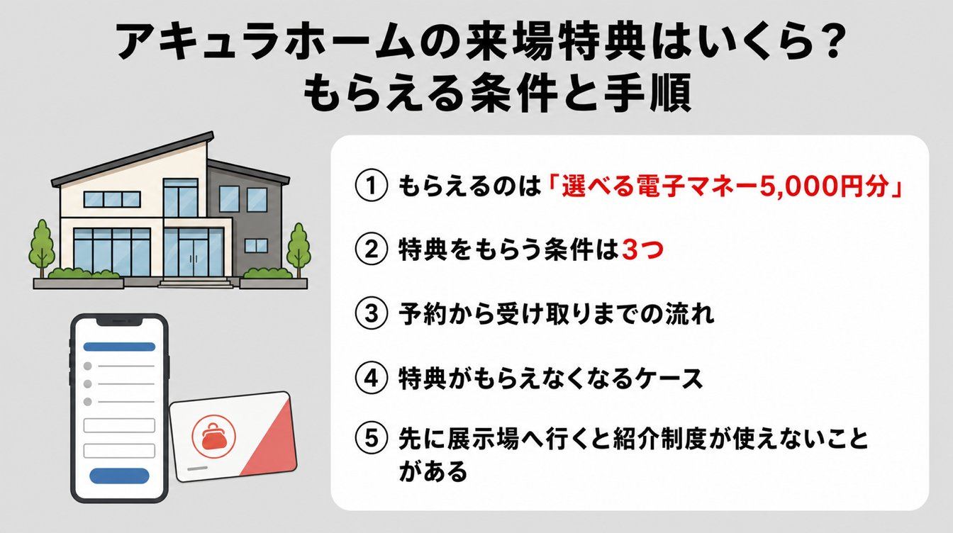 アキュラホームの来場特典はいくら？もらえる条件と手順
