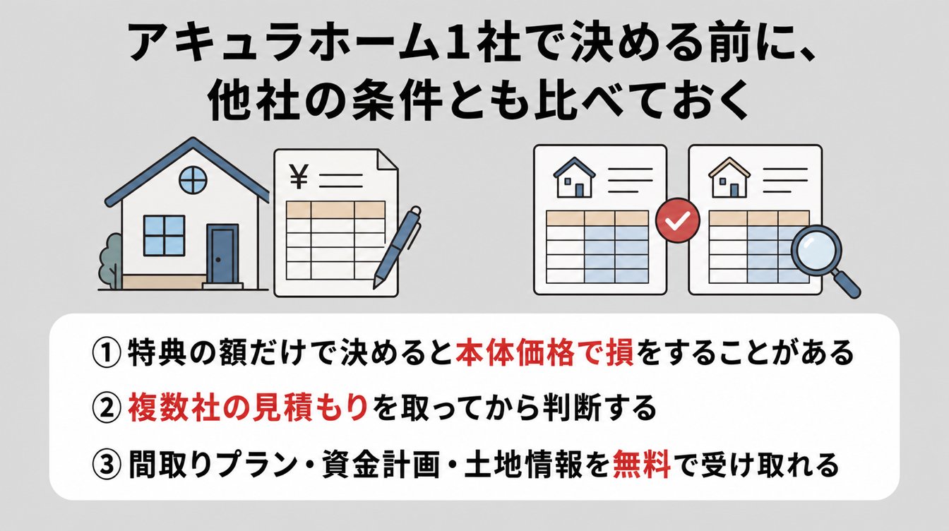 アキュラホーム1社で決める前に、他社の条件とも比べておく