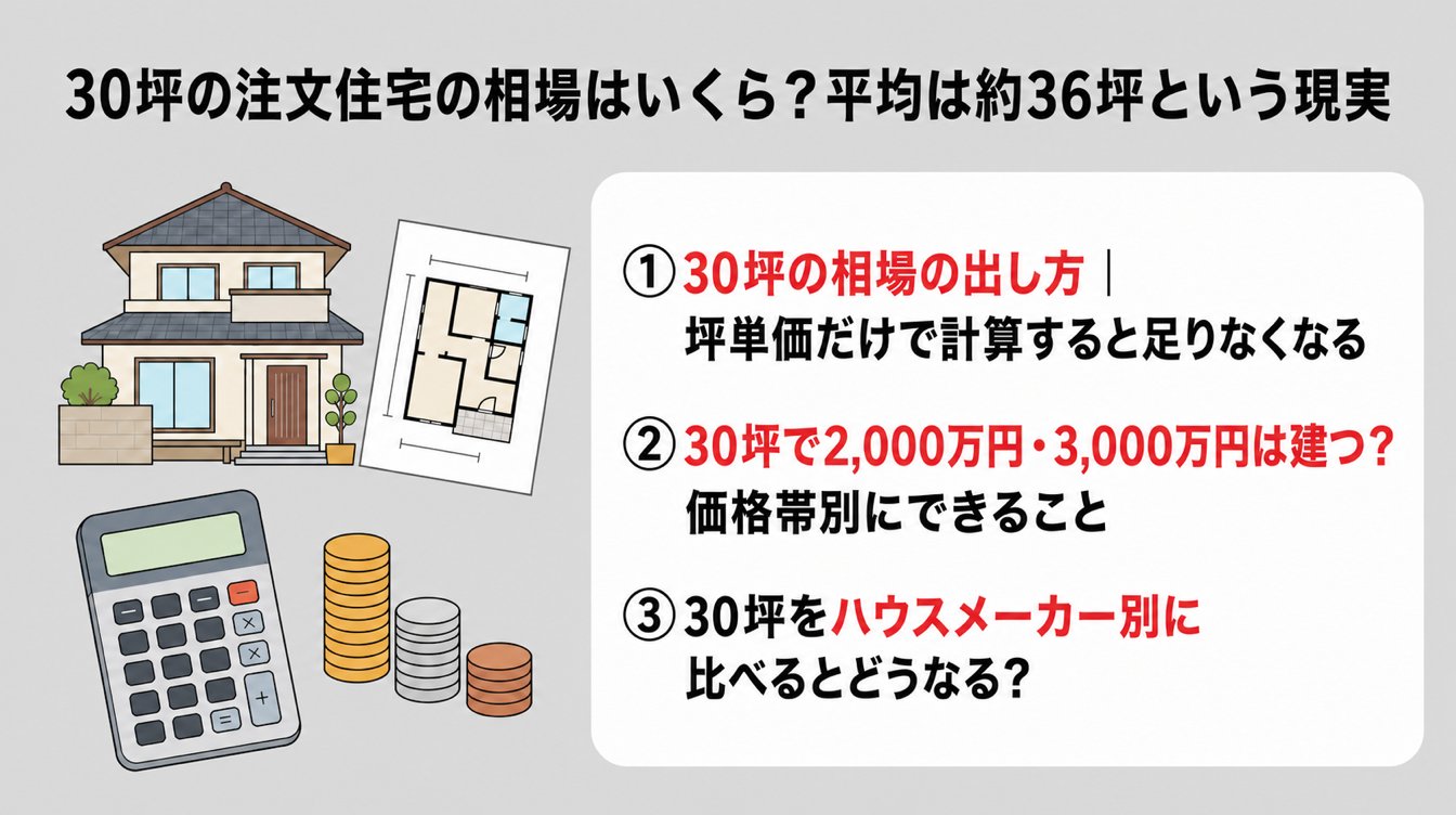 30坪の注文住宅の相場はいくら？平均は約36坪という現実