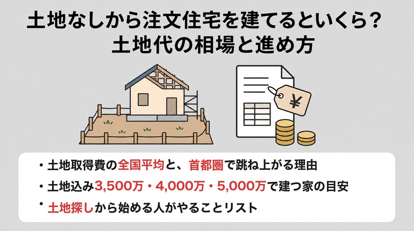 土地なしから注文住宅を建てるといくら？土地代の相場と進め方