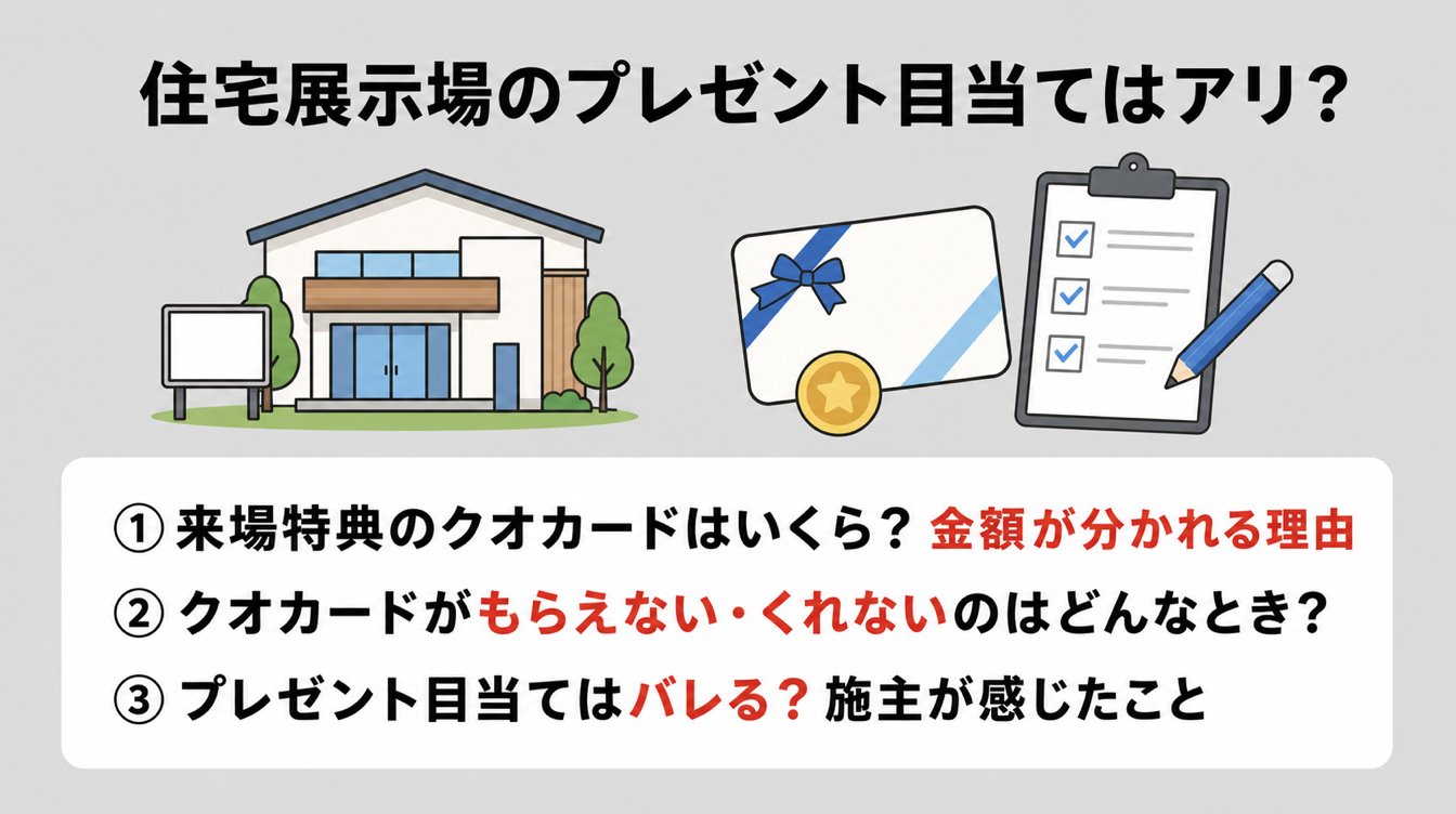 住宅展示場のプレゼント目当ての来場はアリ？クオカードの相場ともらえない理由