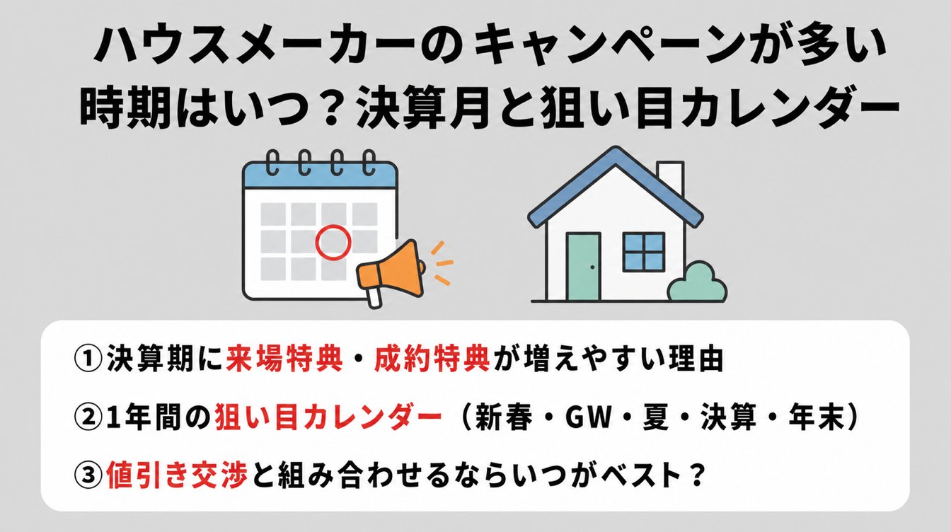 ハウスメーカーのキャンペーンが多い時期はいつ？決算月と狙い目カレンダー