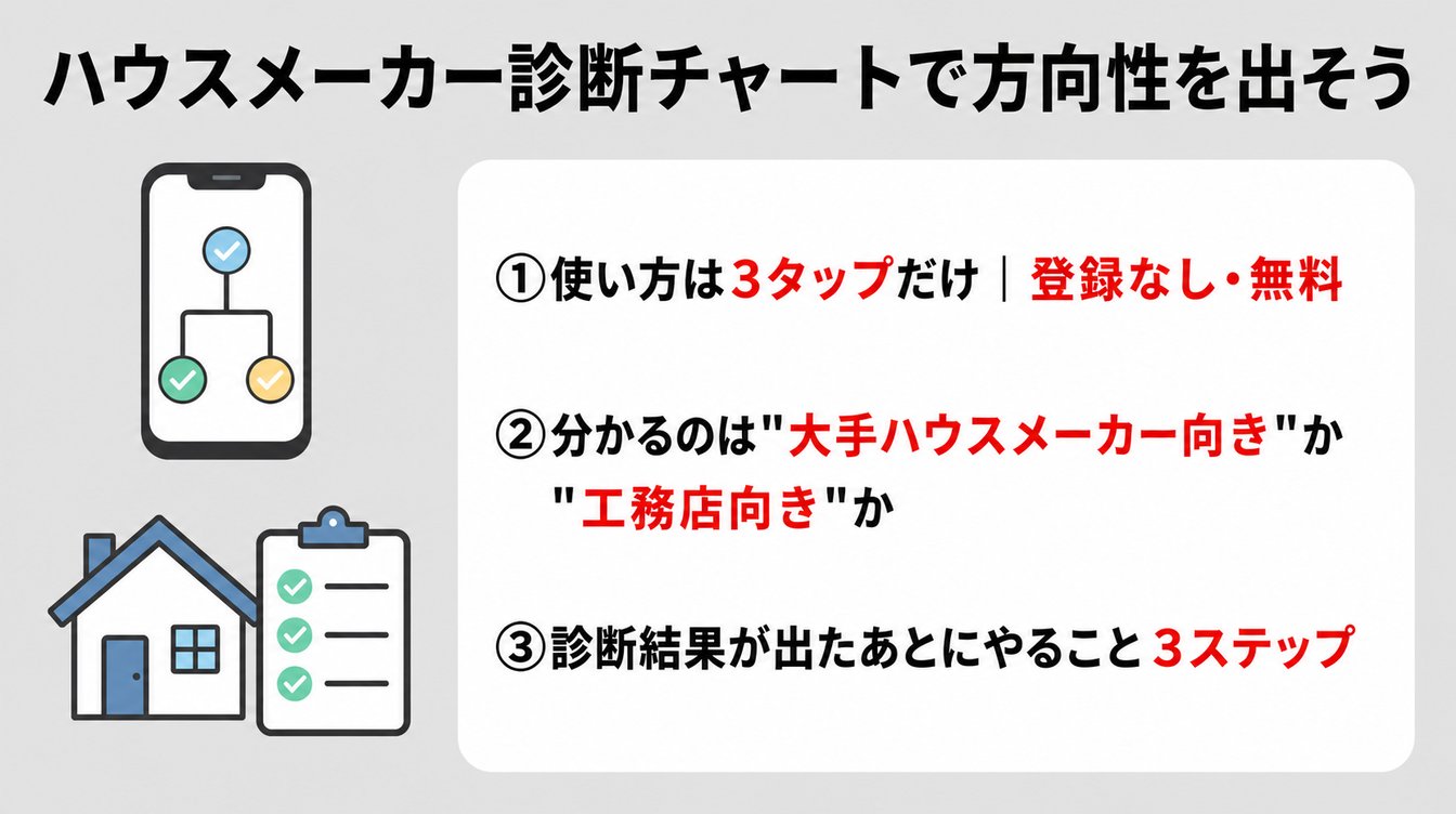 結局どこがいい？ハウスメーカー診断チャートで30秒で方向性を出そう