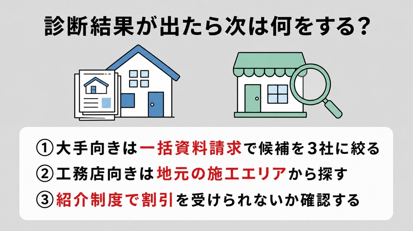 診断結果が出たら次は何をする？ハウスメーカー向き・工務店向き別の進め方