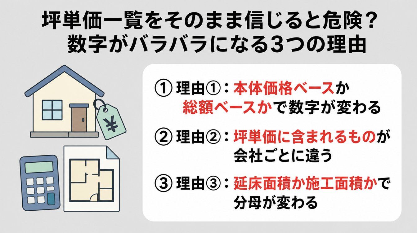 坪単価一覧をそのまま信じると危険?数字がバラバラになる3つの理由