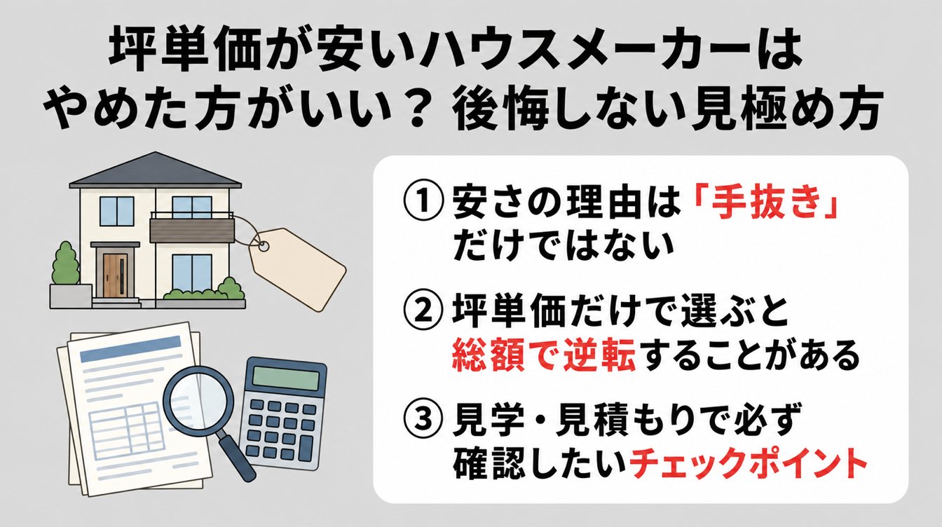 坪単価が安いハウスメーカーはやめた方がいい?後悔しない見極め方