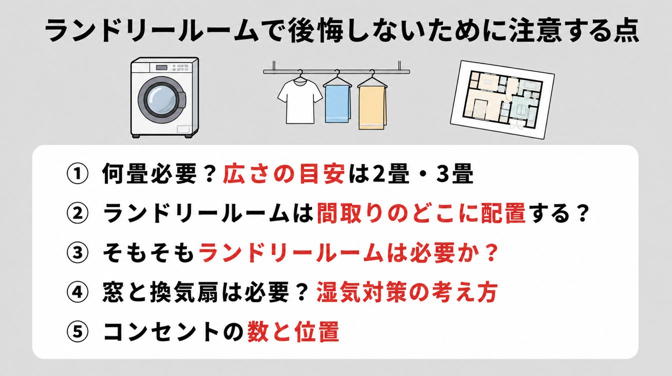ランドリールームで後悔しないために注意する点
