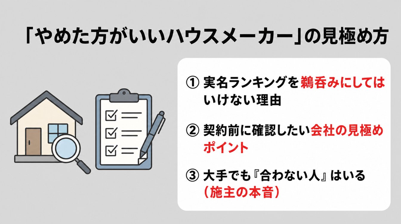 「やめた方がいいハウスメーカー」の見極め方