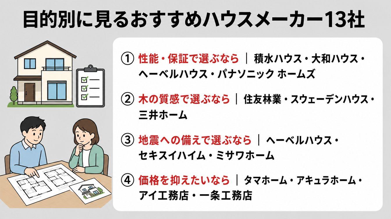 目的別に見るおすすめハウスメーカー13社