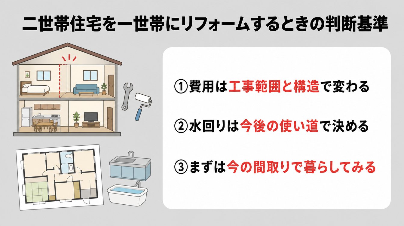 二世帯住宅を一世帯にリフォームするときの判断基準