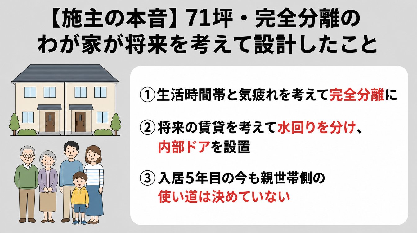 【施主の本音】71坪・完全分離のわが家が将来を考えて設計したこと